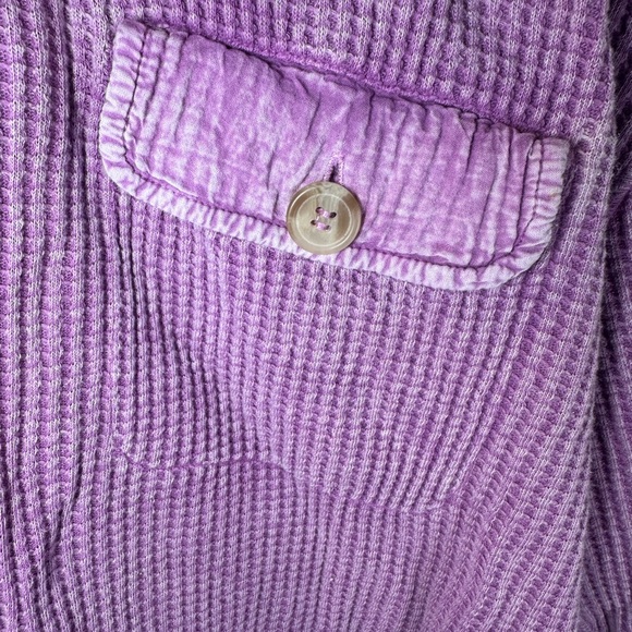 Free People One Scout Jacket, pink/purple waffle button up Size Large - Picture 3 of 7